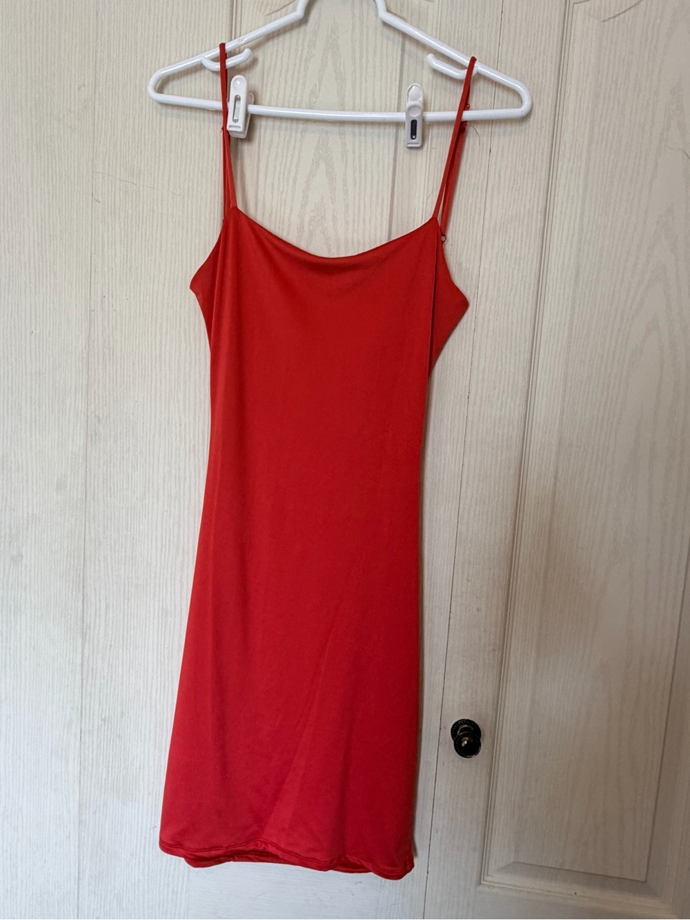 Heart & Hips Red Mini Slip Dress with Spaghetti Straps